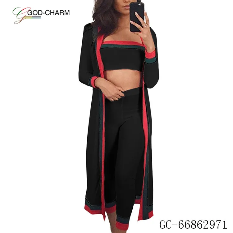 G*GC-66862971 2020 new arrivals Wholesale Latest Design  Cardigan Tube Top Skinny Pants Women Fashion Clothing 3 Piece Set Women