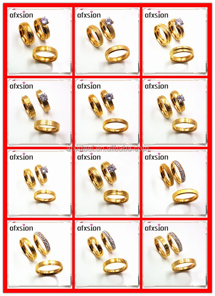 AFXSION jewelry Dubai fashion gold plating 18K gold 316L stainless steel wedding ring