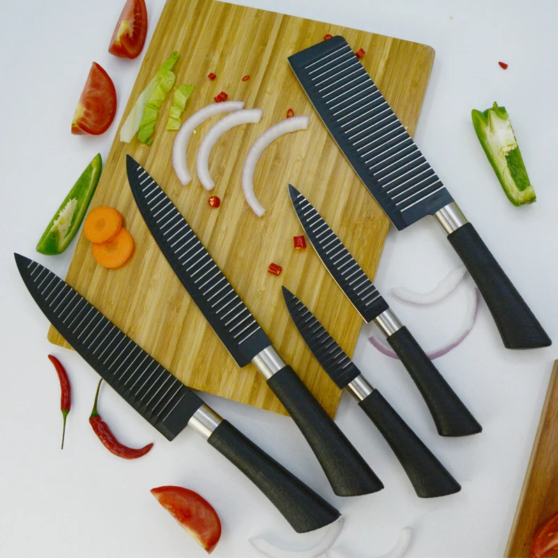 Classical 6 pcs PP Handle Swiss Royalty Line Non-Stick Coated Kitchen Knife Set