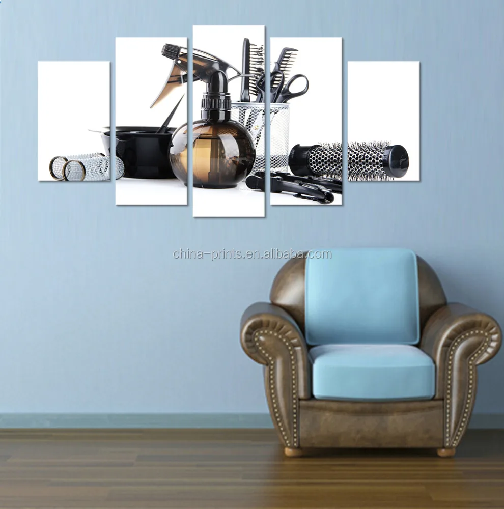 5 шт. Wall Art гребень ножницы парикмахерские инструменты Парикмахерские ножницы холст картины Настенный декор для парикмахерской/AL10191