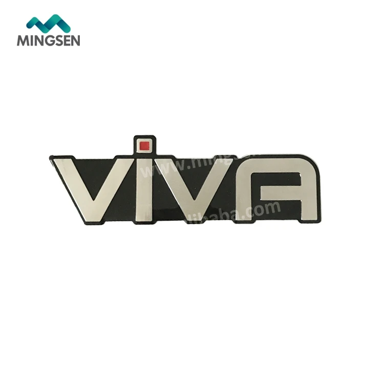 custom adhesive backing round shape raised logo tag metal