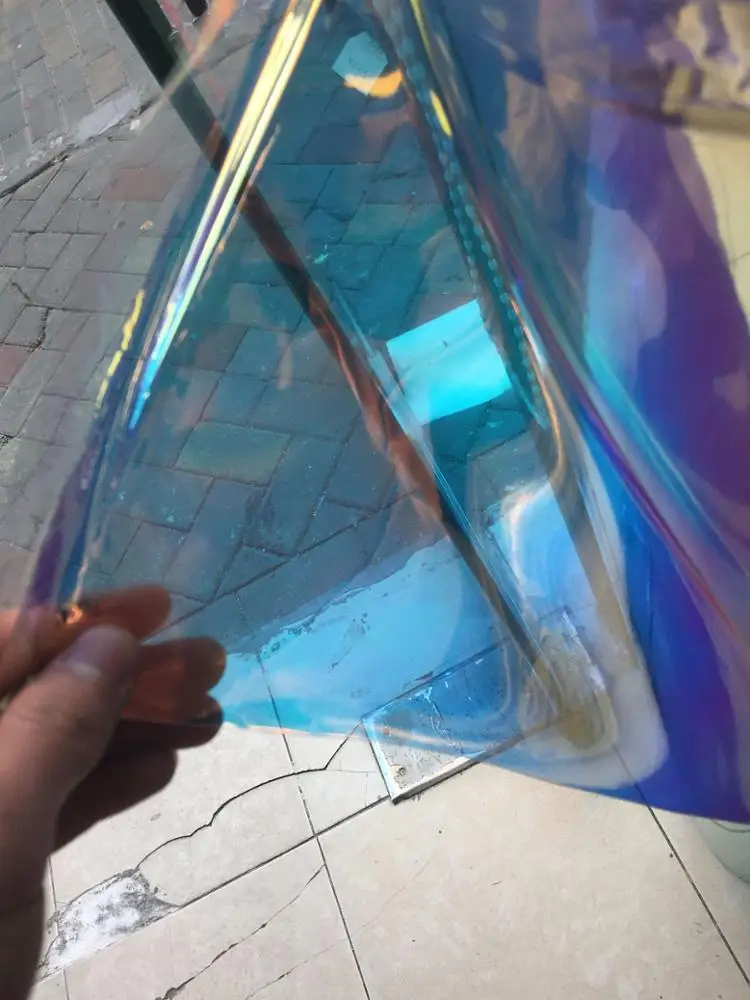 Soft Double Side Lamination PVC Rainbow Iridescent Vinyl For Curtain and Shed