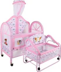 2021 simple folding cartoon crib with mosquito net Furniture with drawer removable crib