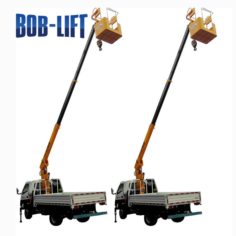 bob lift 5 Ton telescopic boom truck mounted man basket crane