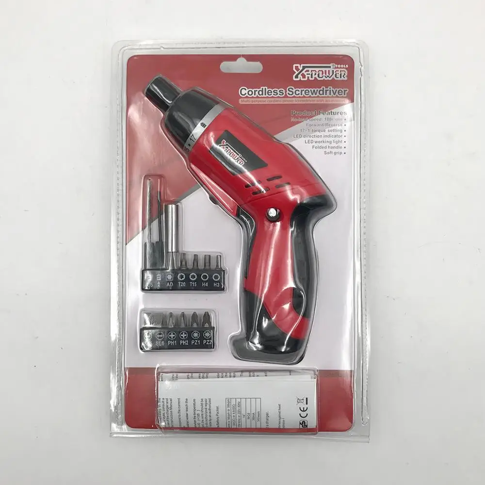KCS615C-S13B 4.8V Ni-Cd rechargeable electrical screwdriver with folding handle and soft grip