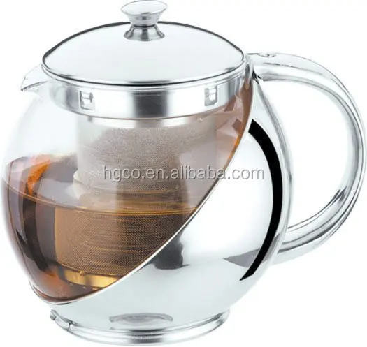 glass teapot with infuser/stainless steel Youli kettle with pyrex glass