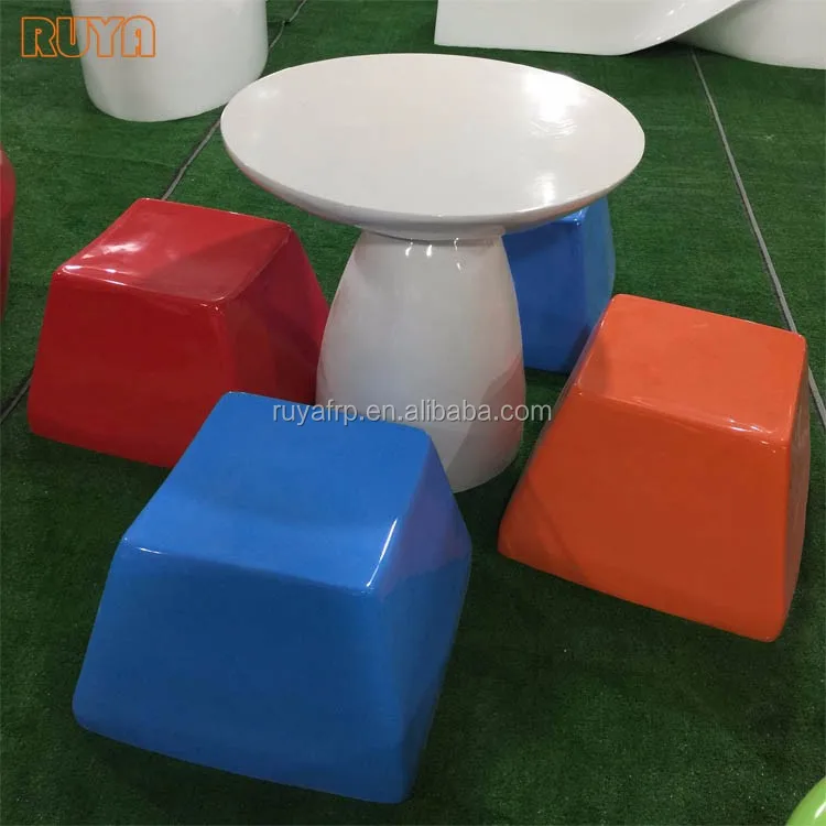 Fibreglass unique furniture design keyboard stool and table for business place reception resting