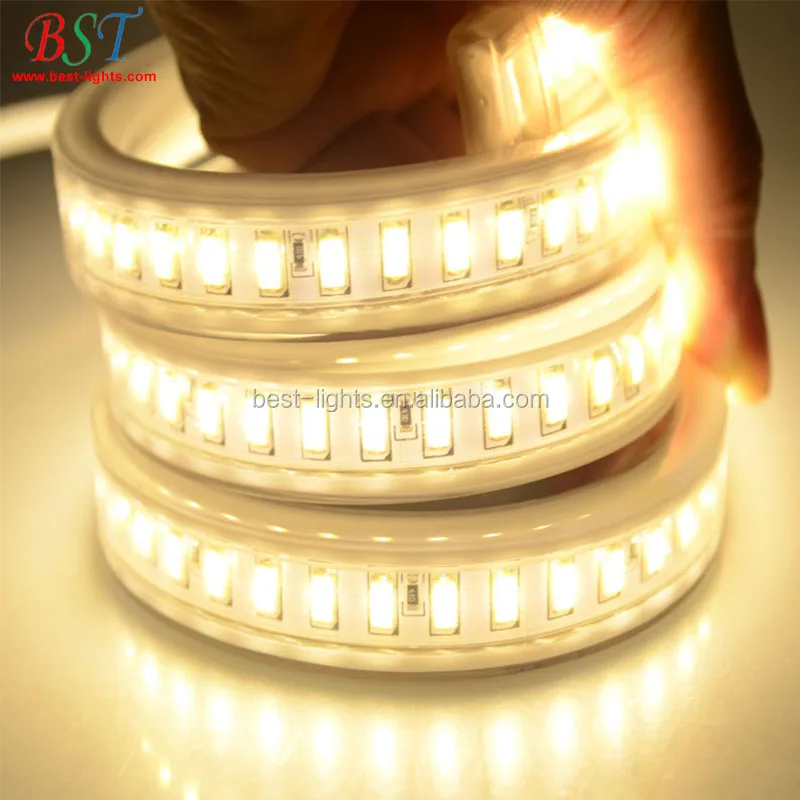 5730 LED Strip 220V High voltage led 5730 120 flexible strip light Power plug ww cw blue waterproof IP67