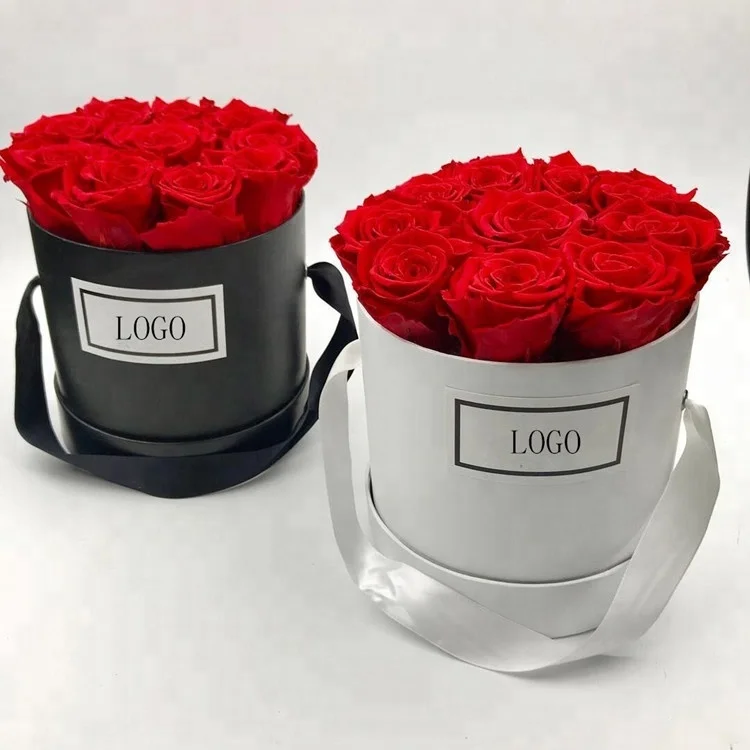 Custom LOGO luxury wedding flowers package round flower box for gift