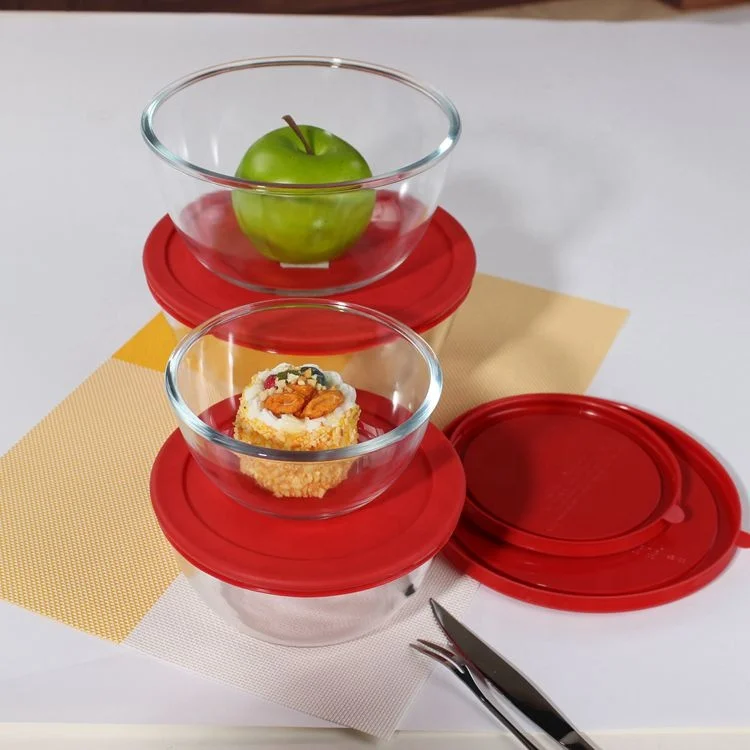 Cheap 4PCS Glass Bowl Set With Plastic Lids,Glass Salad Bowl For Wholesale