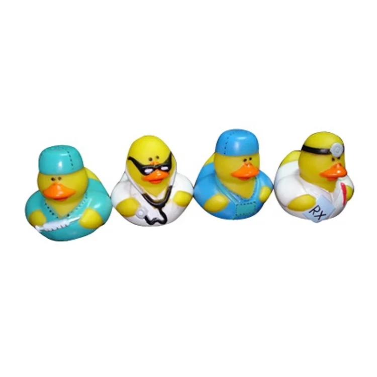 Custom Colorful Cool Boy Bath Rubber Glow Doctor Ducks Mini Ball Set For Baby