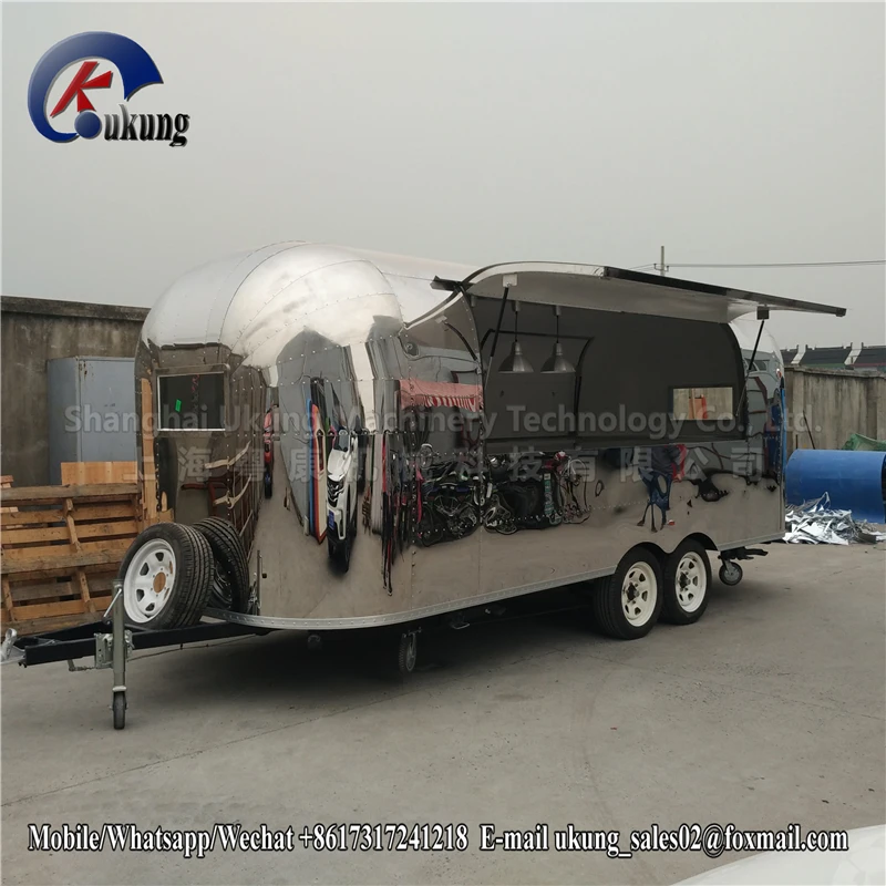 UKUNG big size Mobile Airstream Food Cart/food Truck/food Trailer For Sale, Airstream with big taillight