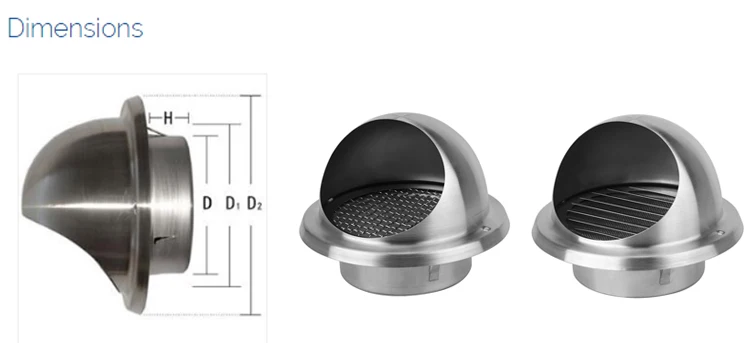 High quality hot selling Stainless Steel Wall Air Vent Cover Hood End Ducting Round Grille Ventilation Cover