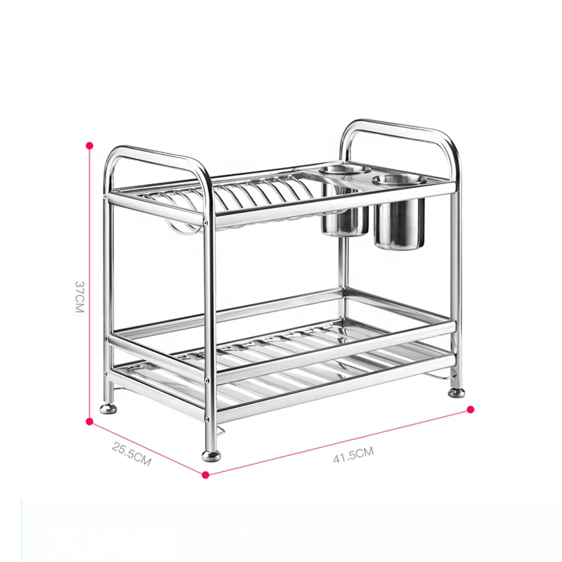 
Commercial Stainless Steel Dish Racks Hanging For Hot Sale 2 Tiers Cup Drying Holder 