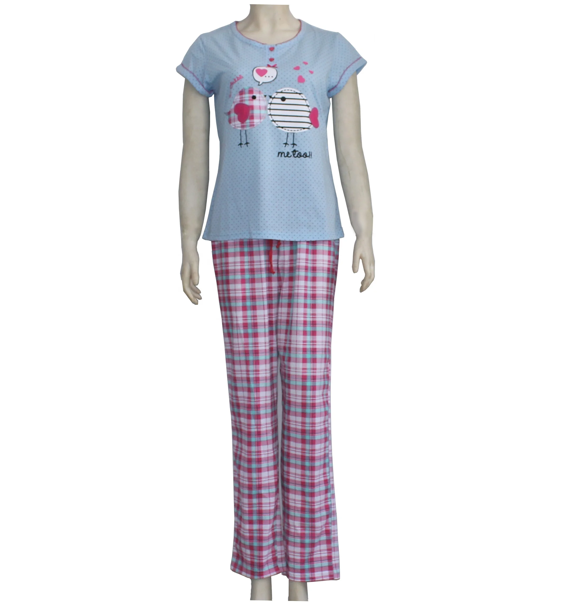 Женская пижама с круглым вырезом футболка коротким рукавом и длинные брюки эластичным поясом домашняя одежда