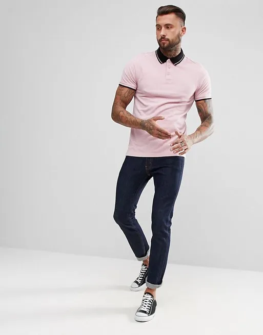 
100% Cotton Short Sleeve Collar T-Shirt, Single Jersey Fabric Polo T Shirts For Men 