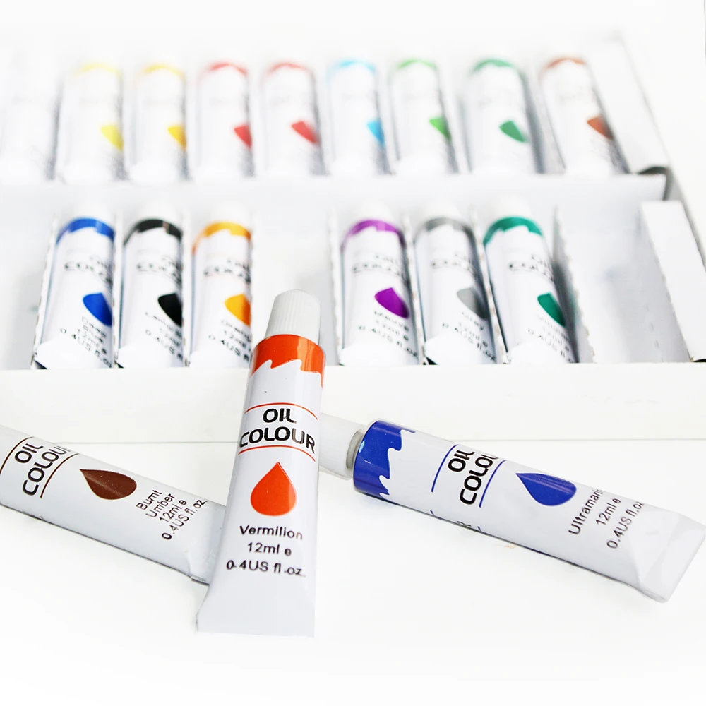Moderately Priced 12 Tubes X12ml Neon Oil Color Paint Set for Student and Amateur Artists