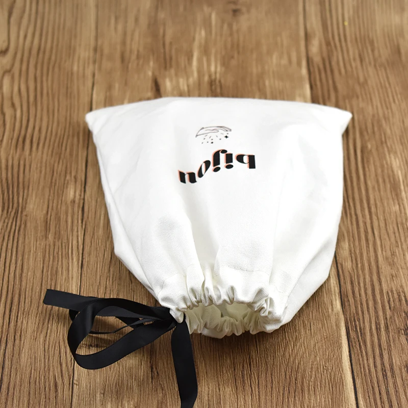Recyclable Biodegrada Custom Logo Recyclable Printing Personalised Natural Organic Muslin String Cloth Drawstring Cotton Bags