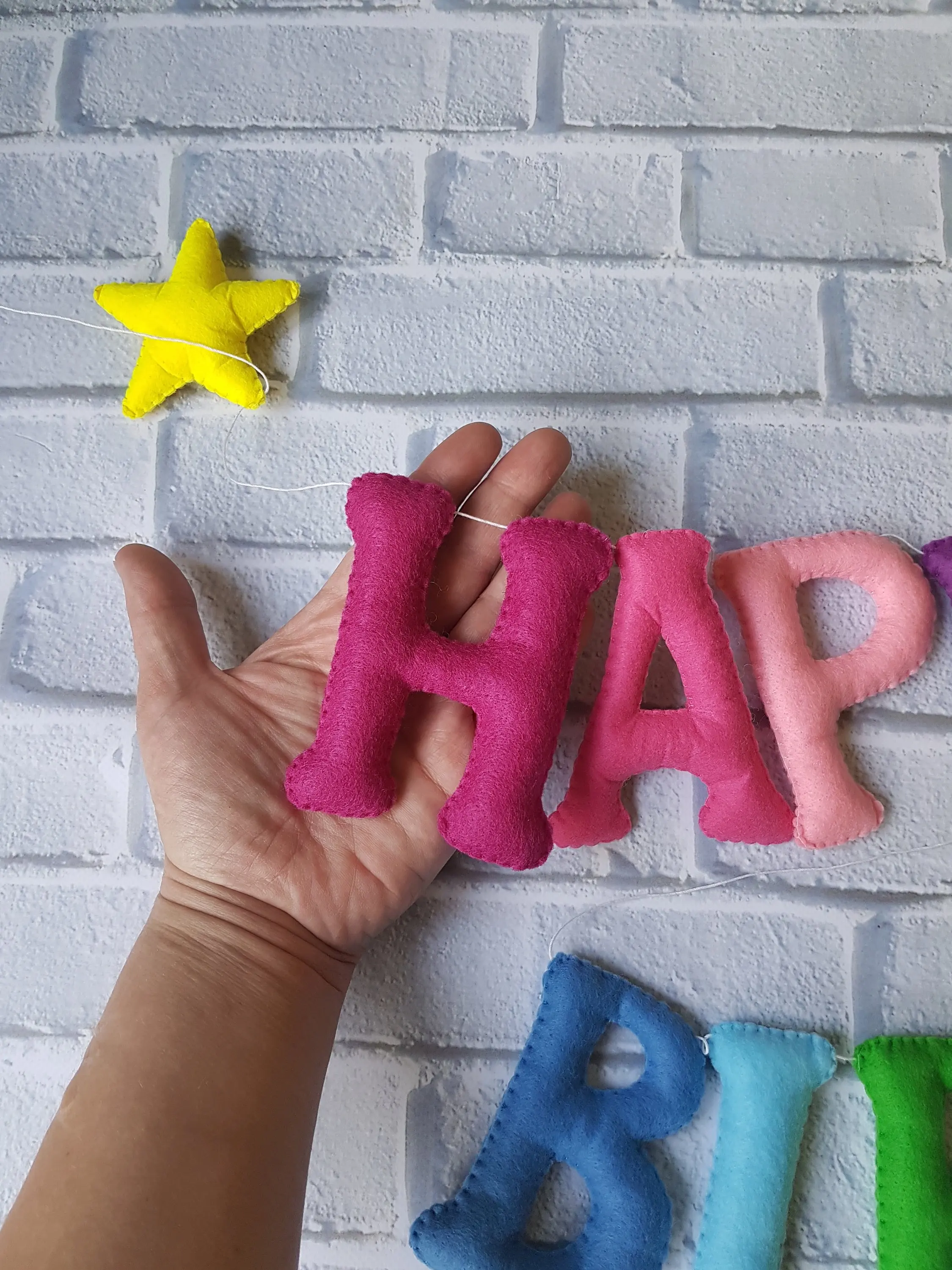 Happy birthday felt banner garland kids birthday letter Alphabet banner for party decoration