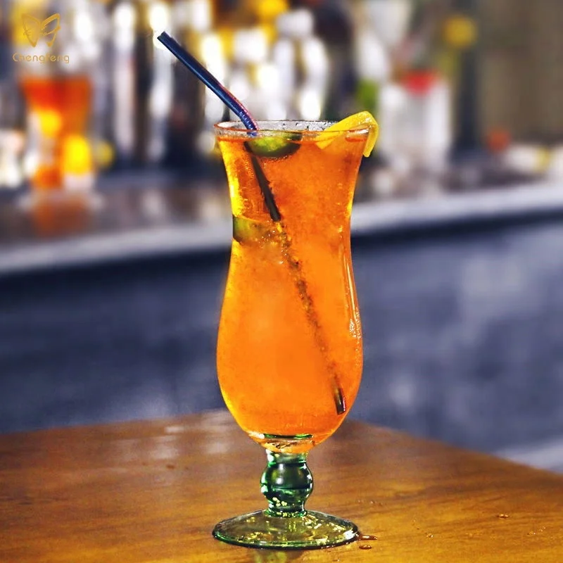 Custom Color Logo Classic 450ml Stemmed Highball Glass Cup Drinking Glass For Beverage Juice Cocktail