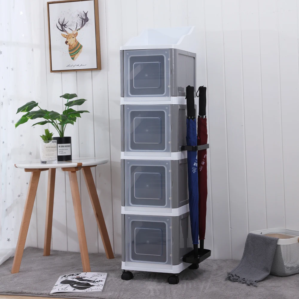 Plastic shoe cabinet with door