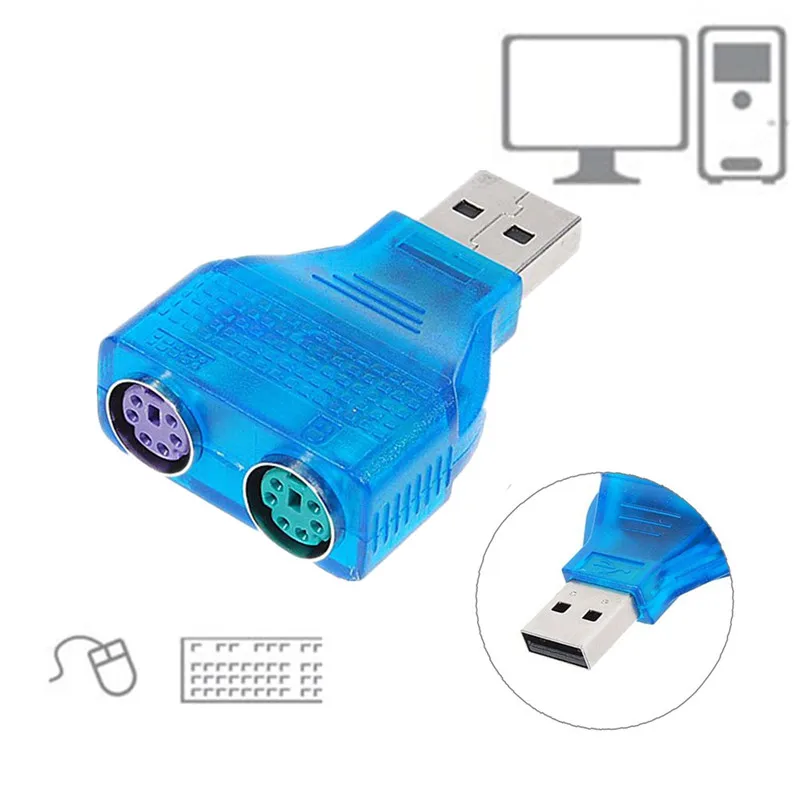 New Arrival Slim USB 2.0 to PS/2 adapter dongle To use your PS/2 Keyboard/Mouse on a USB port computer accessories Convenient