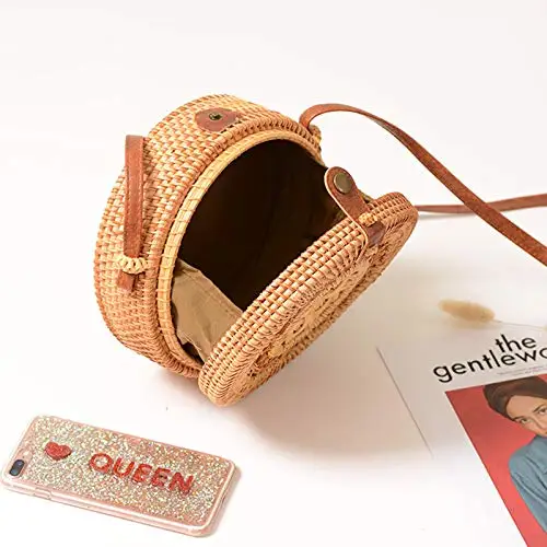 Wholesale natural wicker woven rattan tote fashion bags woven for lady bamboo craft straw handmade beach handbags