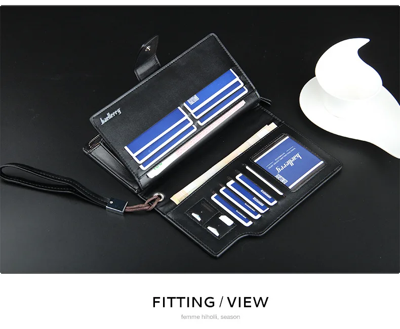 Baellerry PU leather long section zipper cell phone wallet for men,male clutch wallets with handle strap