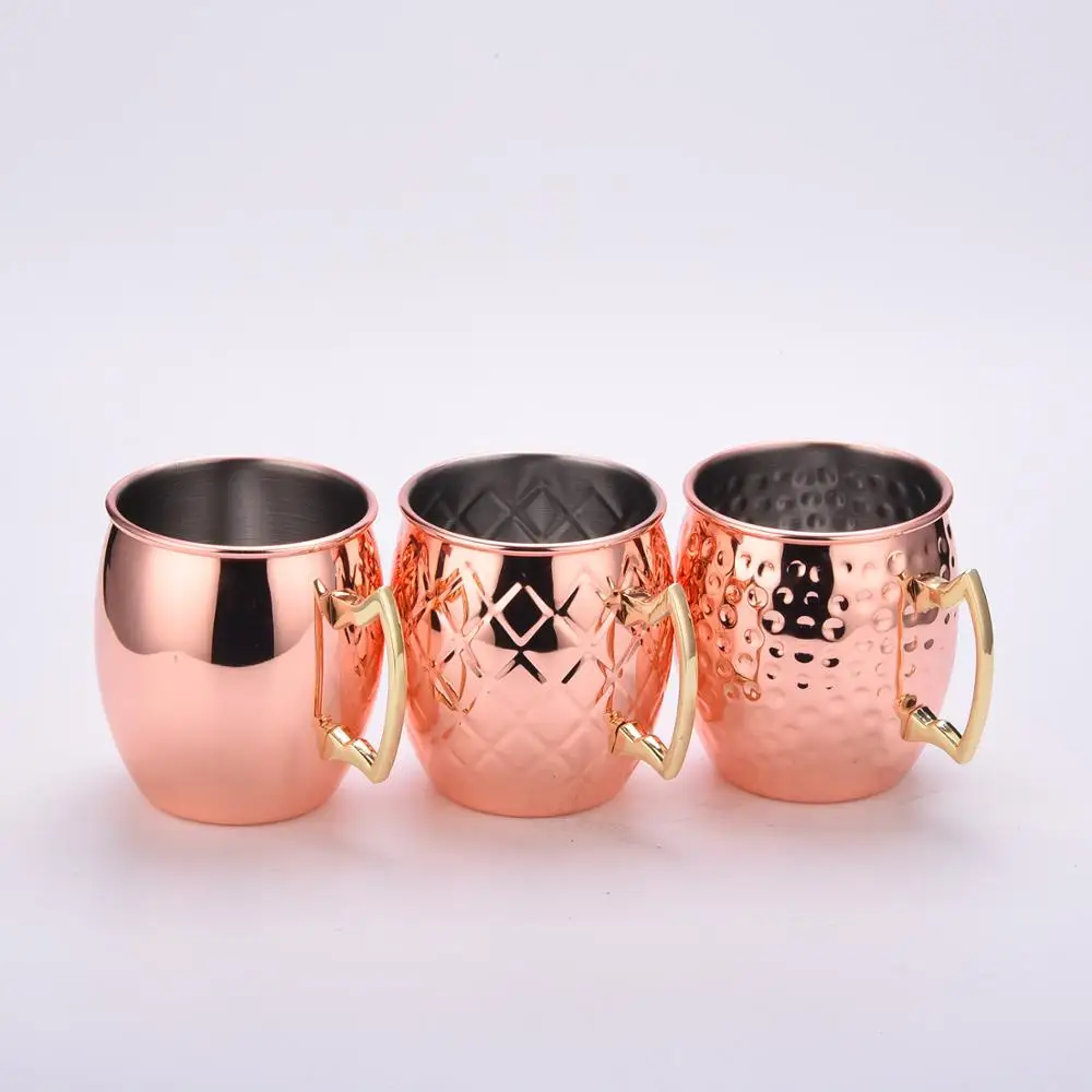 BO Solid Hammered Moscow Mule 100% Copper Plated Cup Mug Set of 4 Gift Custom Logo Stainless Steel Moscow Mule Mug