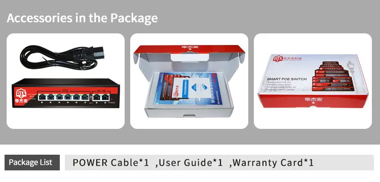 
ip camera unmanaged network SFP switch 8 6+2 port 100Mbps poe switch passive 24v 