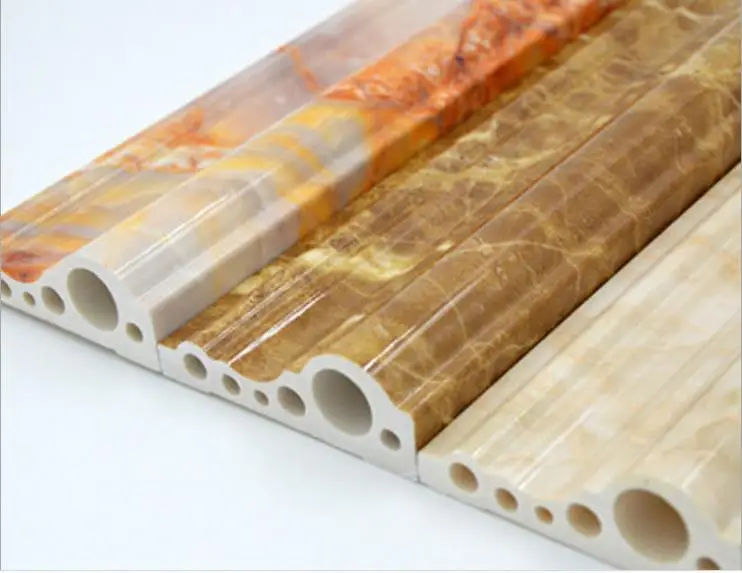 ПВХ мраморные Твердые профили для литья на УФ красочной отделке для стен/ТВ/дверной рамы