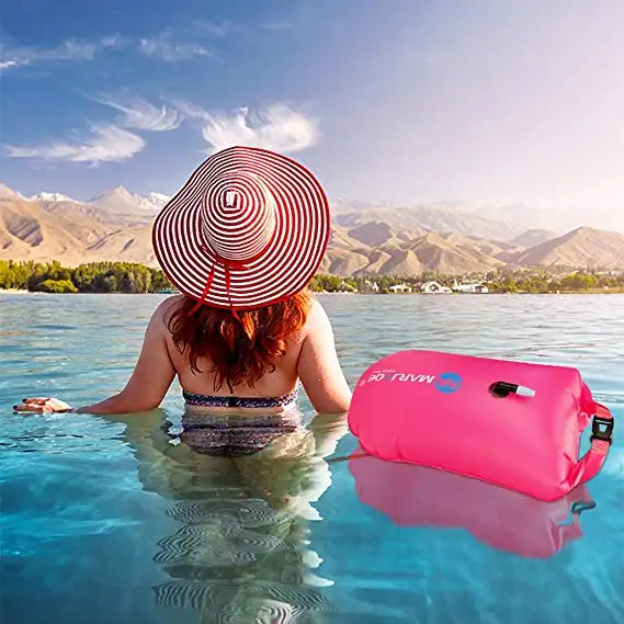 
MARJAQE Orange Inflatable Buoy In the Sea Safety Swim Training Buoy Storage Open Water Swimming Buoy 