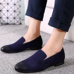 Low Cup Suede Leather Pointed-toe Pure Color Casual Shoes Fashion Men Loafer Dress Shoes