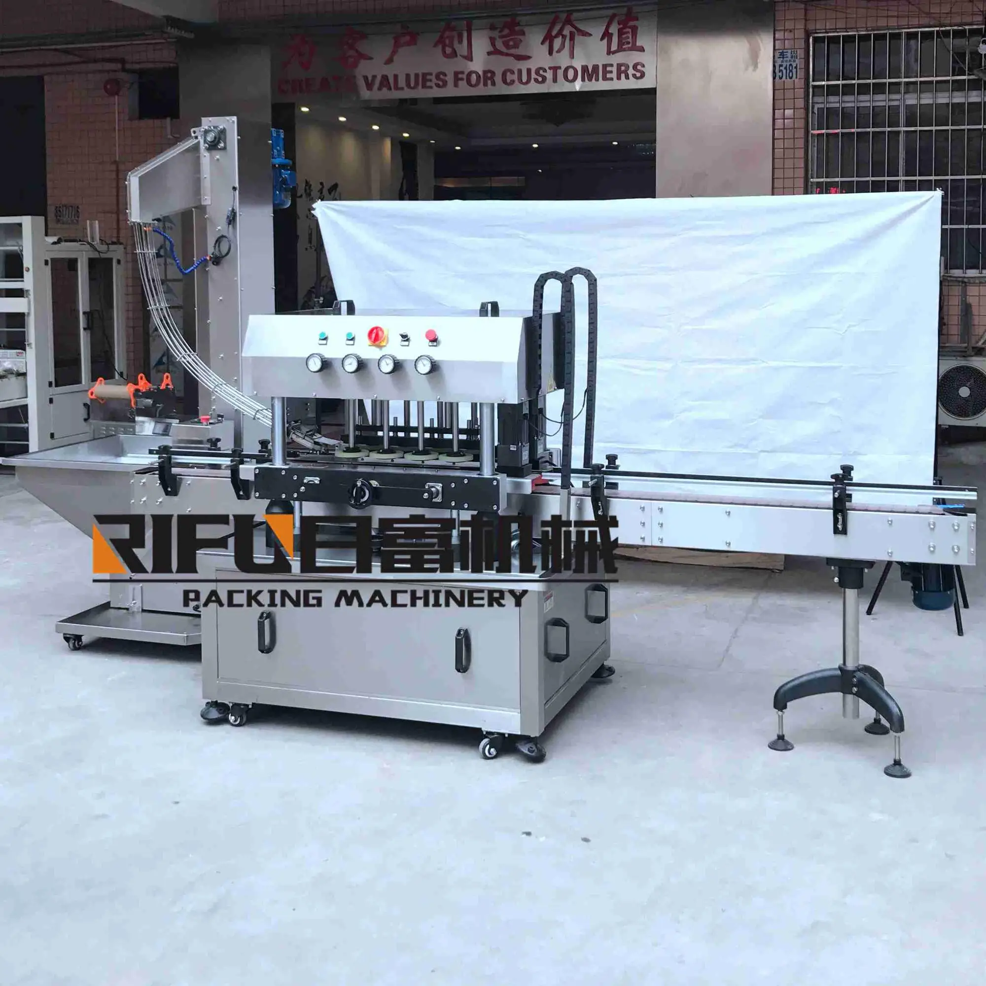 RF-140 automatic plastic/ glass bottle rotary plate capping machine with cap feeder