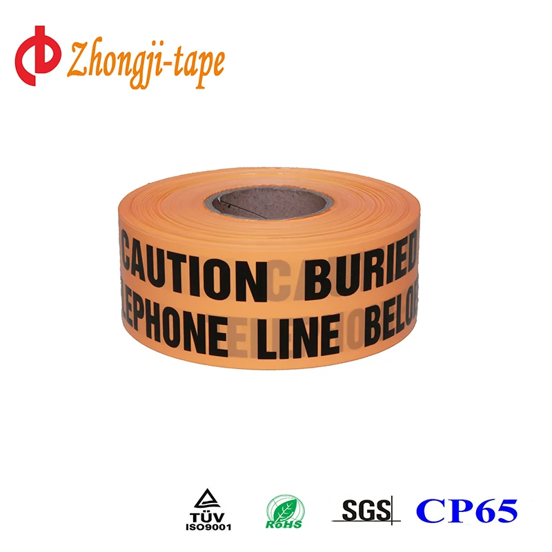 underground non-detectable warning tape printed Electric Cable below produced by zhongji.china