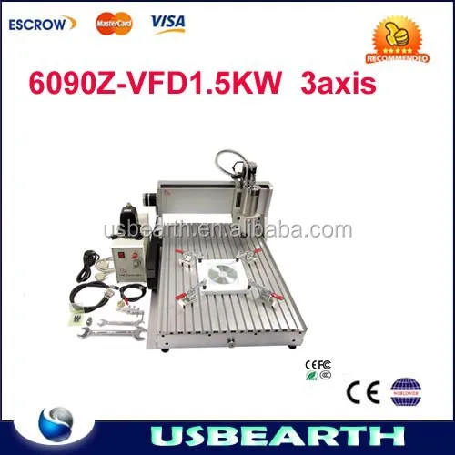 CNC router 6090 engraver/engraving and milling machine, 6090 1.5kw 3 axis water cooling spindle