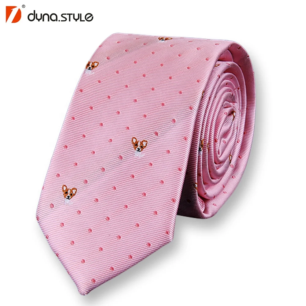 China OEM Man Classic Business Handsome Pink Polyester Woven Neck Tie