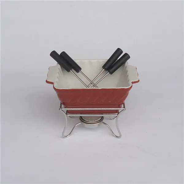 Rectangle shape special cheap chocolate fondue burner candle ceramic fondue
