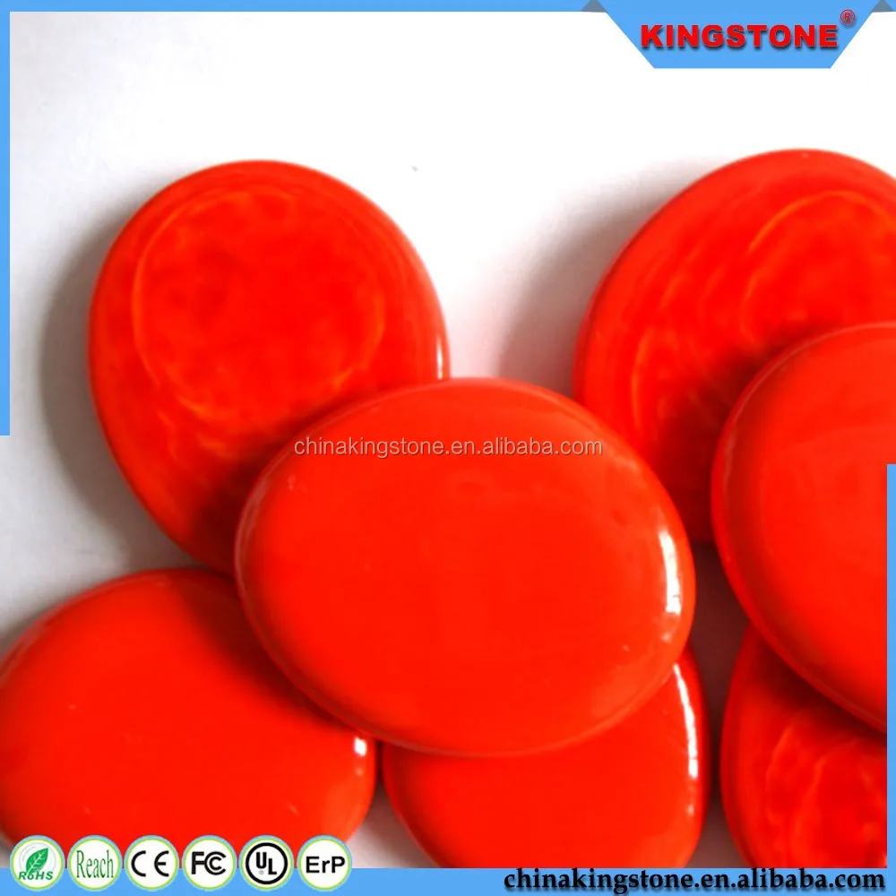 Latest new design high quality coloured glass pebble,green pebble stone white pebble stone for garden,red stone pebble