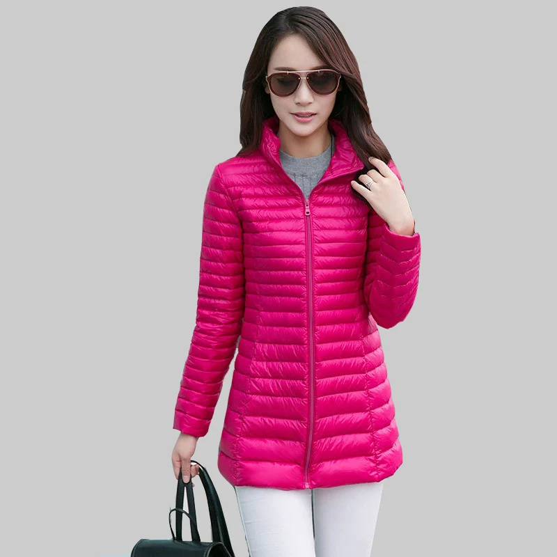 2015 New Ultralight font b Winter b font Women Down Jacket Slim Long Section Plus Size