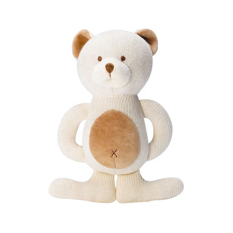 organic baby plush toys cartoon rabbit bear hand-knitted custom plush doll