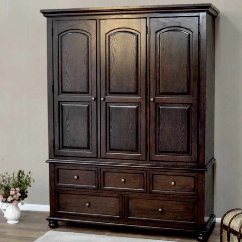 W1-023 Interior Furniture Four Louvers Door Wood Wardrobe Manufactures Interior