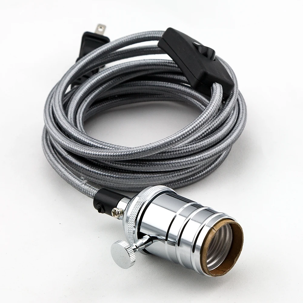 Ceiling Rose E26 E27 Pendant Light Fitting Copper Lamp Holder With 1M Colorful Fabric Cable Edison Bulb Accessories