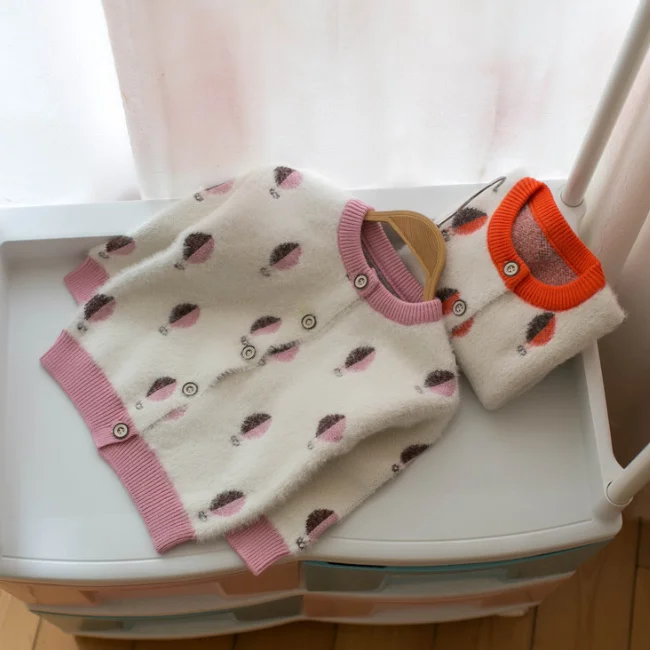 PHB 11818 latest new cardigan girls sweaters model for children