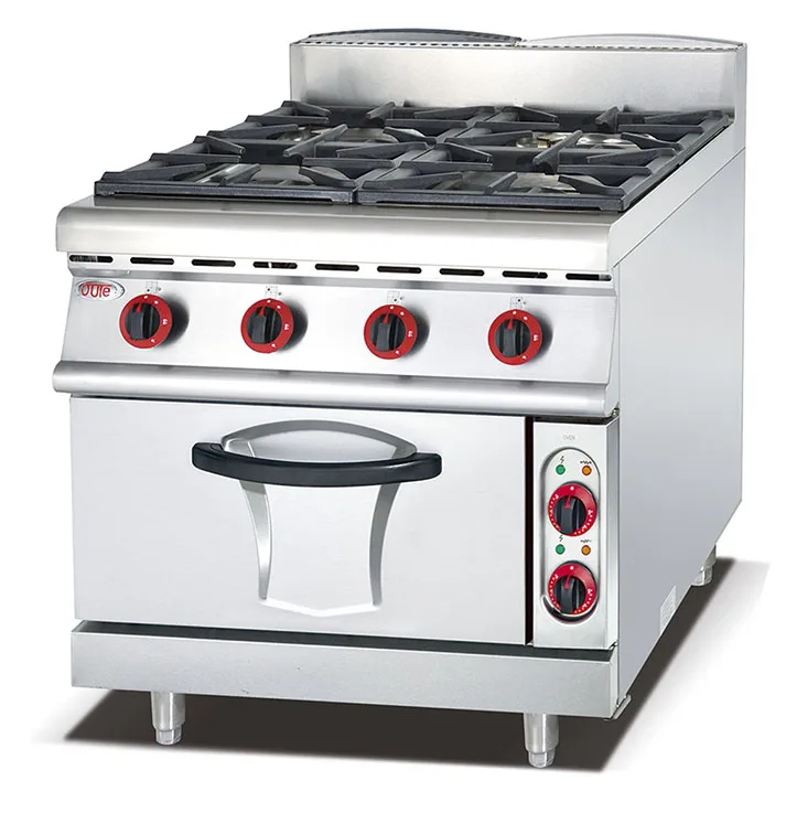 (#700)Industrial Freestanding 4 Burners Gas Range Cooker With Electric Oven(OT-878-4D)