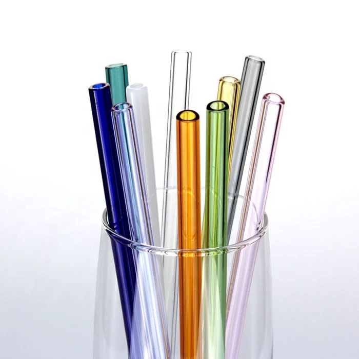 Glass Straws New Glass Straw Colored Borosilicate Straight Glass Drinking Straws for Cocktails shaker gifts Eco-friendly