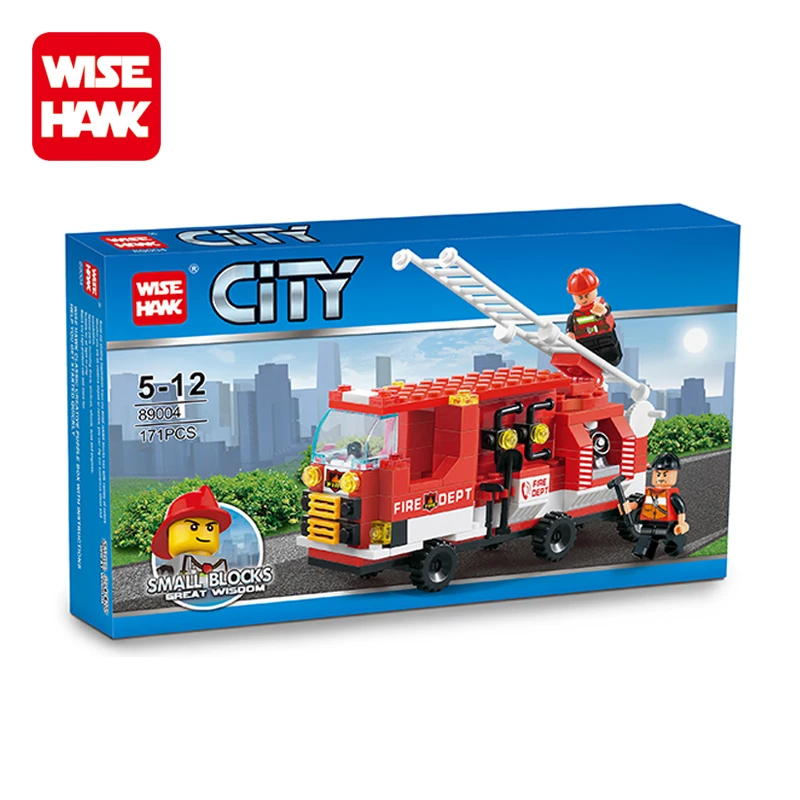 New plastic building blocks fire fighting series self assemble fire engine toy