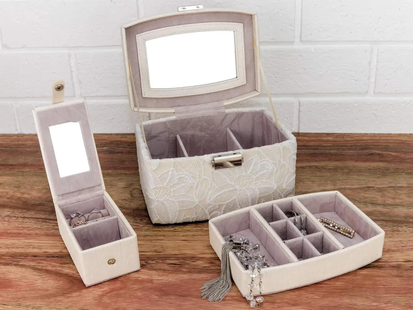 
Leather PU double layer princess wooden jewelry box, cosmetic box hand jewelry jewelry gift box treasure chest 