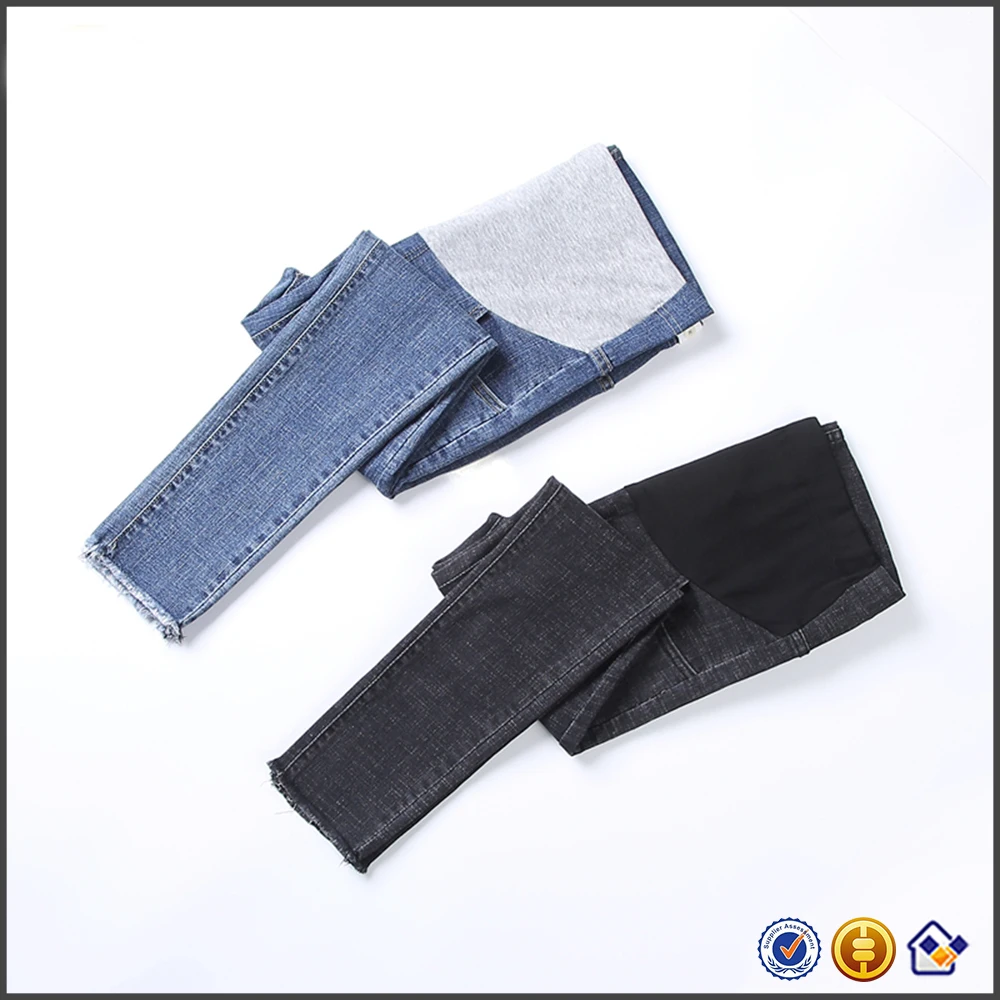 
KY pregnant tube High-rise waist Over-the-bump jersey belly band waistband Skinny fit maternity jeans 