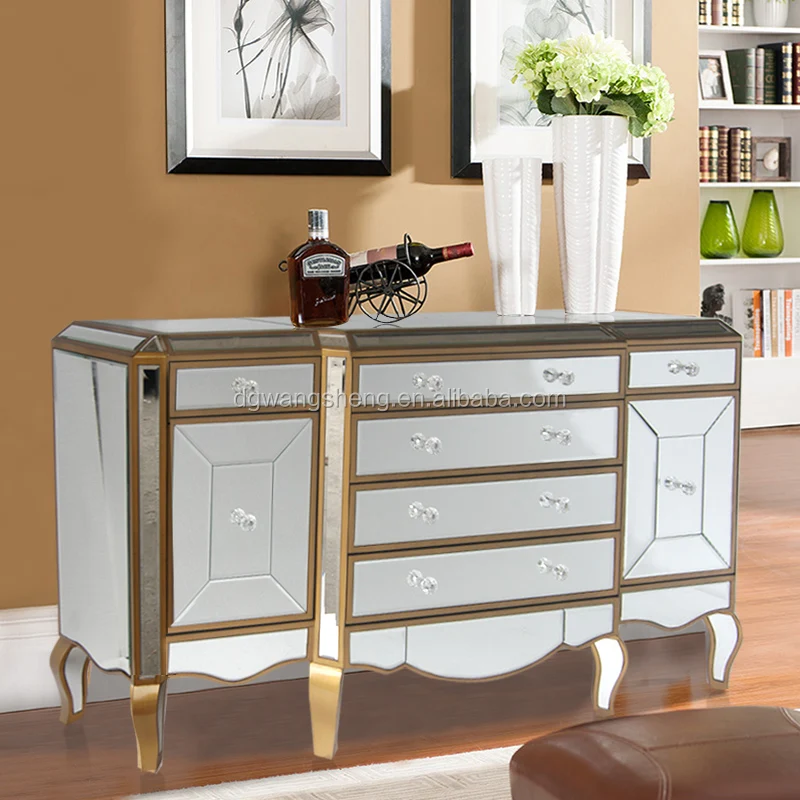 European new classical mirrored sideboard cabinet